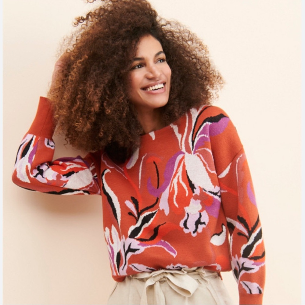 Anthropologie Maeve Floral Sweater xs